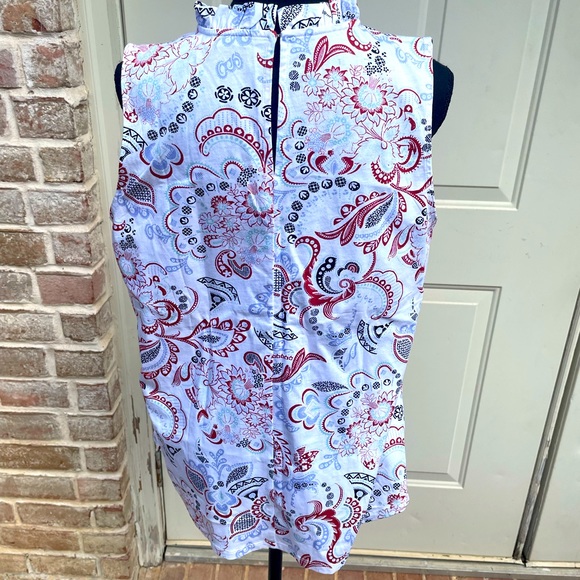 Ann Taylor Factory, Sleeveless, Red, White & Blue, Blouse, Size L - Picture 2 of 4